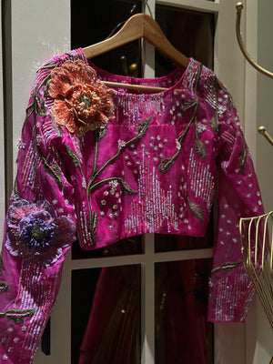 Hot pink sareey and blouse